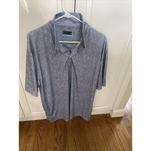 PGA Tour XL Blue Leaf Print Polyester Light Weight Golf Shirt     ‎   3571